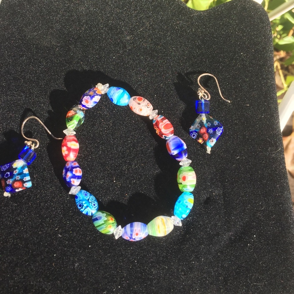 Beautiful Murano Glass Bead bracelet & earrings